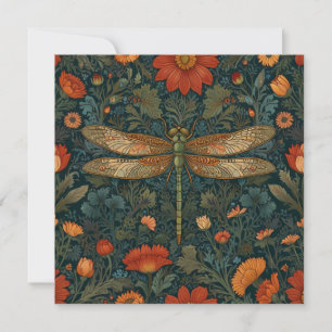 Vintage Libelle orange floral grüne boho chic Einladung
