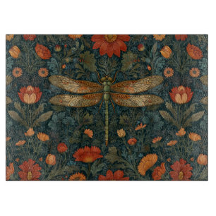 Vintage Libelle orange floral grüne boho chic Schneidebrett