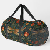 Vintage Libelle Orangenblumengrün boho chic Duffle Bag (Rechte Ecke)