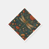 Vintage Libelle Orangenblumengrün boho chic Serviette (Ecke)