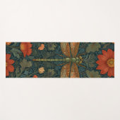 Vintage Libelle Orangenblumengrün boho chic Yogamatte (Vorderseite (Horizontal))