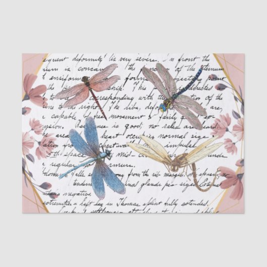 Vintage Libelle und Blume Seidenpapier (Vorderseite)