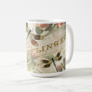 Vintage Libelle und Rosen Kaffeetasse