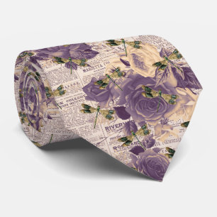 Vintage Libellen-Blumen-Schlips Krawatte