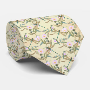 Vintage Libellen-Blumen-Schlips Krawatte
