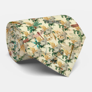 Vintage Libellen-Blumen-Schlips Krawatte