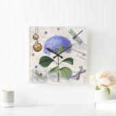 Vintage Libellen Blumenkohl Shabby Chic Rustikaler Quadratische Wanduhr (Zuhause)