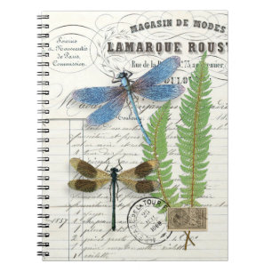 Vintage Libellen-Farn-Spiral-Journal-Notizbuch Notizblock