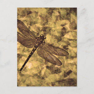 Vintage Libellen Kunst Postkarte