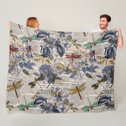 Vintage Libellen, Reihe Design 5 Fleecedecke (Beispiel)