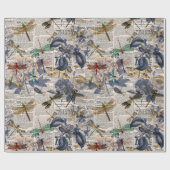 Vintage Libellen Serie Design 5 Geschenkpapier (Flach)
