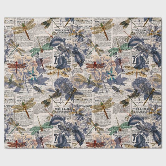 Vintage Libellen Serie Design 5 Geschenkpapier (Saum)