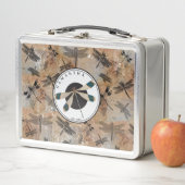 Vintage Libellenstörung Entomologie-Monogramm Metall Brotdose (Beispiel)