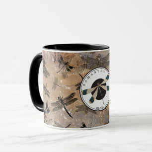 Vintage Libellenstörung Entomologie-Monogramm Tasse