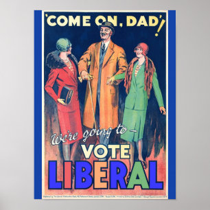 Vintage liberale Politik 1929 farbenfroh Poster