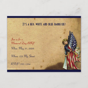 Vintage Liberty Girl mit Flaggen Memorial Day Postkarte