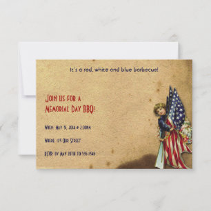 Vintage Liberty Girl mit US-Flaggen Memorial Day Einladung