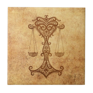 Vintage Libra-Sternzeichen gealtert Fliese