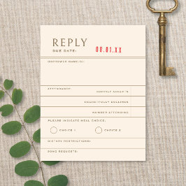 Vintage Library Book Neutral Wedding Reply RSVP Karte