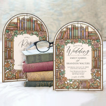 Vintage Library Books Stained Glass Arch Wedding