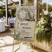 Vintage Library Card Books Wedding 24x36 Welcome Poster