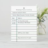 Vintage Library Card "New Chapter" Bridal Shower Einladung (Stehend Vorderseite)