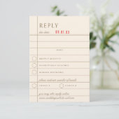 Vintage Library Checkout Neutral Wedding Reply RSVP Karte (Stehend Vorderseite)
