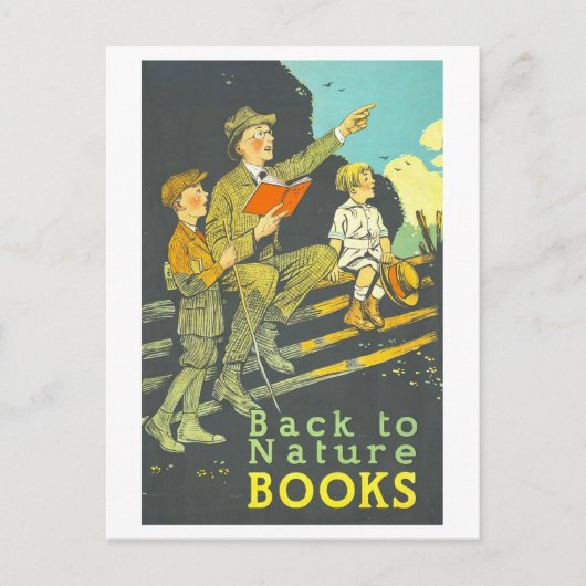 Vintage Library Reading "Back to Nature" Poster Postkarte (Vorderseite)