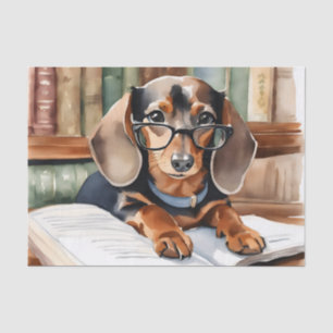 Vintage Library Watercolor-Dackel Seidenpapier