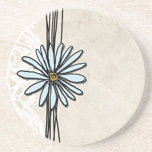 Vintage Lichtblauer Daisy Sandstein Untersetzer (Vorne)