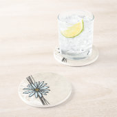 Vintage Lichtblauer Daisy Sandstein Untersetzer (Seite)