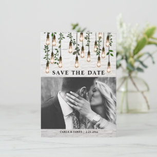 Vintage Lichter Botanischer Weißer Brick Hochzeit Save The Date