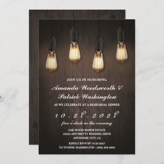 Vintage Lichter Chic Probe Abendessen Einladung (Vorne/Hinten)