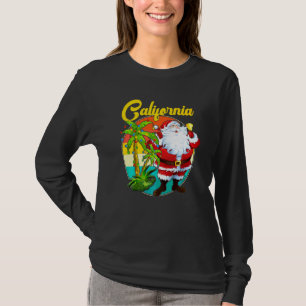 Vintage Lichter Palme Kalifornien Weihnachtsmann W T-Shirt