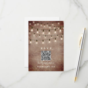 Vintage-Lichter-Ziegel-Hochzeits-QR-RSVP RSVP Karte