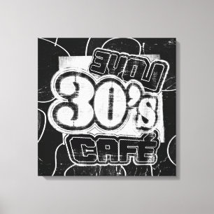 Vintage Liebe 30's Café - überzogene Canvas Leinwanddruck