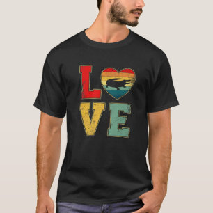 Vintage-Liebe Alligator Retro 70er 80er Herz Farm T-Shirt