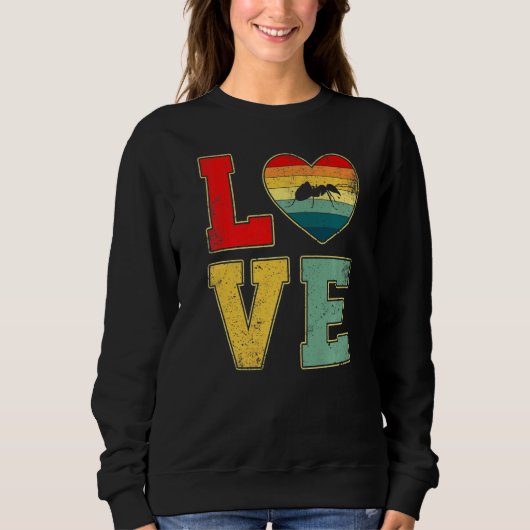 Vintage Liebe Ant Retro 70er 80er Herzzüchtertiere Sweatshirt (Vorderseite)