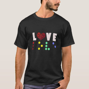 Vintage-Liebe Brailleschrift Liebe rotes Herz Brai T-Shirt