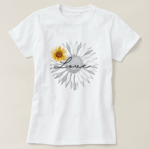 Vintage Liebe Braune Gelbblüte Blume Blüte T-Shirt