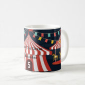 Vintage Liebe Circus Karneval Rotes Blaues Zeitalt Kaffeetasse (VorderseiteRechts)
