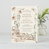 Vintage Liebe Couple Country Wedding Einladung (Stehend Vorderseite)