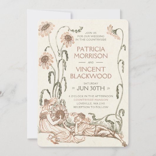 Vintage Liebe Couple Country Wedding Einladung (Vorderseite)