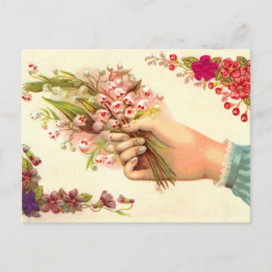 Vintage Liebe, die Lilien des Tales anbietet Postkarte