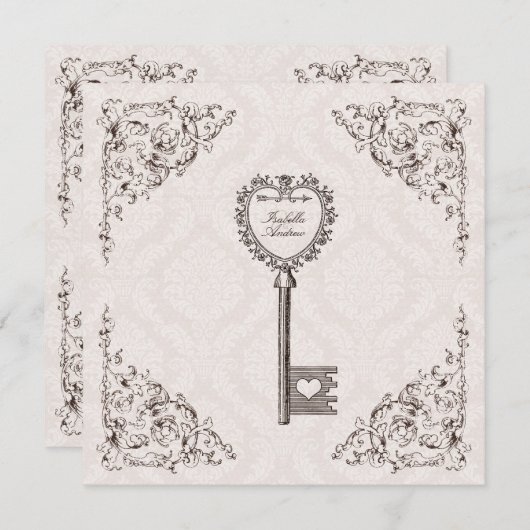 Vintage Liebe Einladung zur Hochzeit #V1 (Vorne/Hinten)