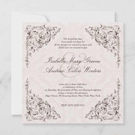 Vintage Liebe Einladung zur Hochzeit #V1 (Rückseite)