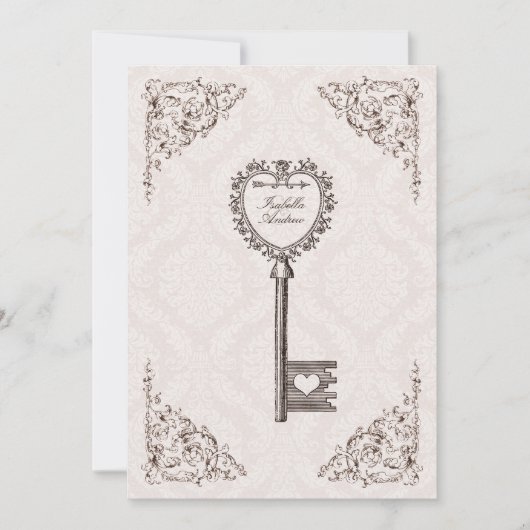 Vintage Liebe Einladung zur Hochzeit #V1 (Vorderseite)