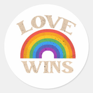 Vintage Liebe gewinnt Rainbow LGBTQ Prix  Runder Aufkleber