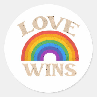 Vintage Liebe gewinnt Rainbow LGBTQ Prix Runder Aufkleber