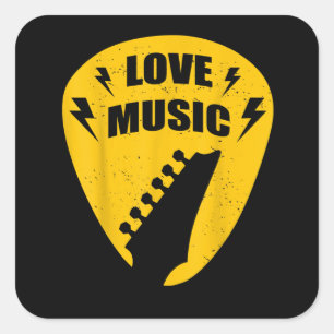 Vintage Liebe Gitarre Lover Geschenk Quadratischer Aufkleber